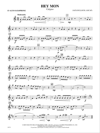 Hey Mon (Calypso): E-flat Alto Saxophone