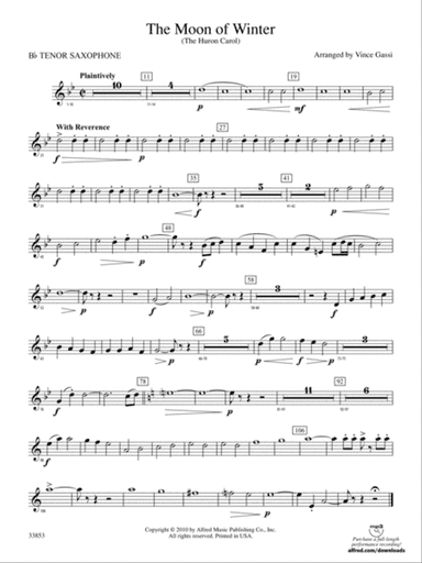 The Moon of Winter (The Huron Carol): B-flat Tenor Saxophone
