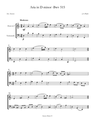 aria bwv 515 horn and cello sheet music