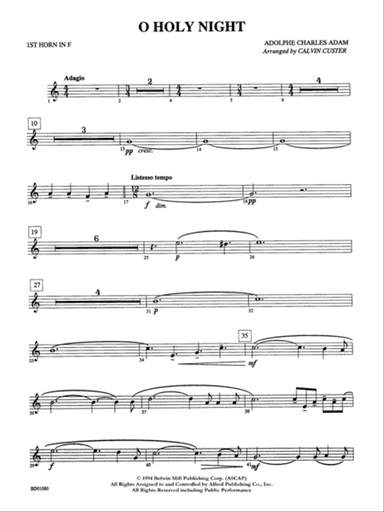 O Holy Night: 1st F Horn