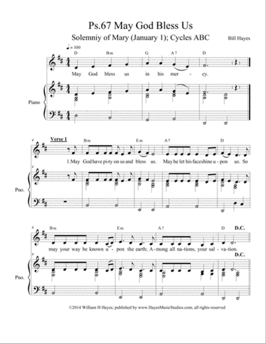 Psalm 67: May God Bless Us (piano/vocal)