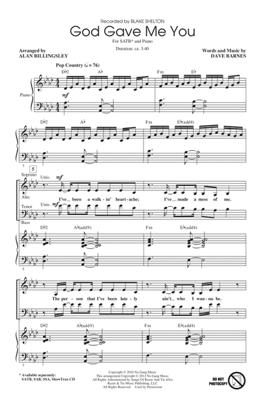 God Gave Me You (arr. Alan Billingsley)
