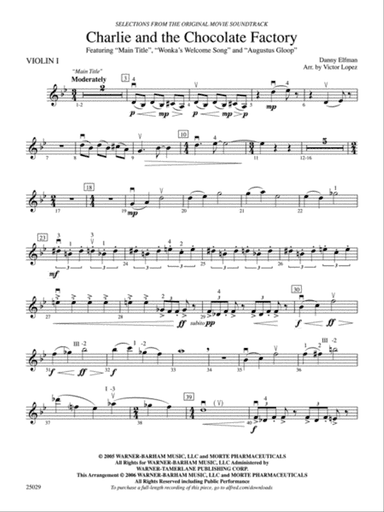 Charlie and the Chocolate Factory, Selections from: 1st Violin