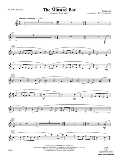 The Minstrel Boy (from the Irish Suite): 1st B-flat Clarinet