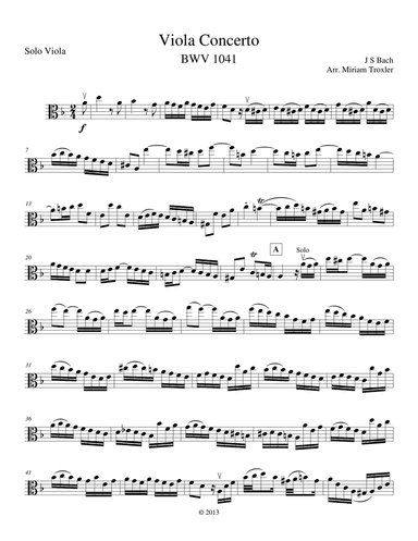 Viola Concerto in D Minor, Set of Parts