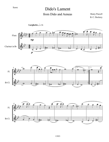 Dido's Lament (Flute and Clarinet Duet)