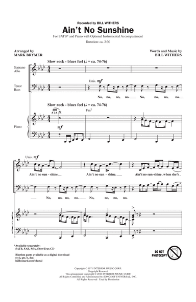 Ain't No Sunshine (arr. Mark Brymer)