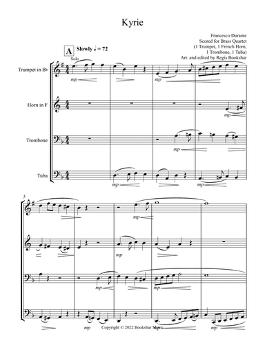 Kyrie (Durante) (Brass Quartet - 1 Trp, 1 Hrn, 1 Trb, 1 Tuba)