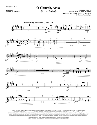 O Church, Arise (Arise, Shine) - Bb Trumpet 2,3