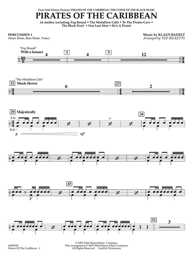 Pirates of the Caribbean (arr. Ted Ricketts) - Percussion 1