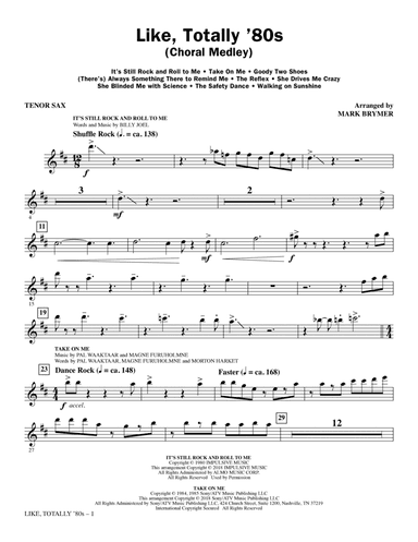 Like, Totally '80s (arr. Mark Brymer) - Tenor Sax