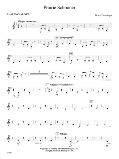 Prairie Schooner: E-flat Alto Clarinet