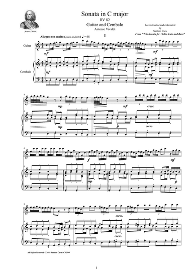 Vivaldi - Sonata in C major RV 82 for Guitar and Cembalo or Piano