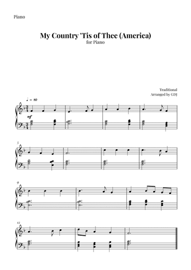 My Country 'Tis of Thee (America)