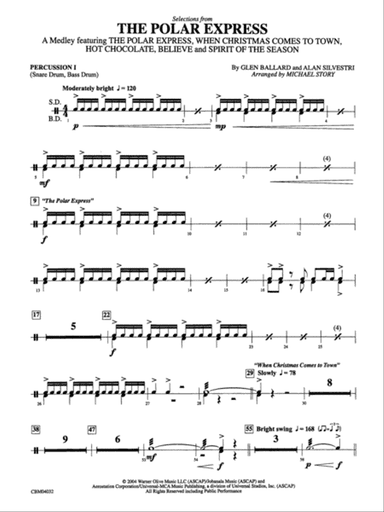 The Polar Express, Selections from: 1st Percussion