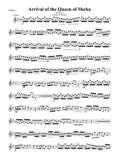 Arrival of the Queen of Sheba by Handel (arranged for String Trio)