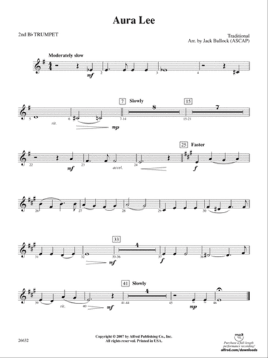 Aura Lee: 2nd B-flat Trumpet