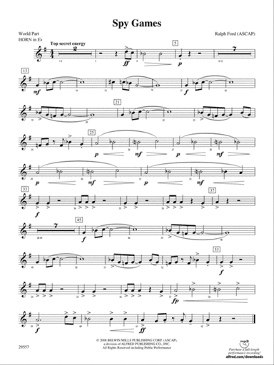 Spy Games: (wp) 1st Horn in E-flat