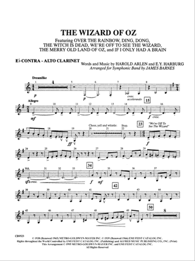 The Wizard of Oz (Medley): E-flat Contra-Alto Clarinet