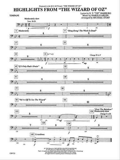 The Wizard of Oz, Highlights from: Timpani