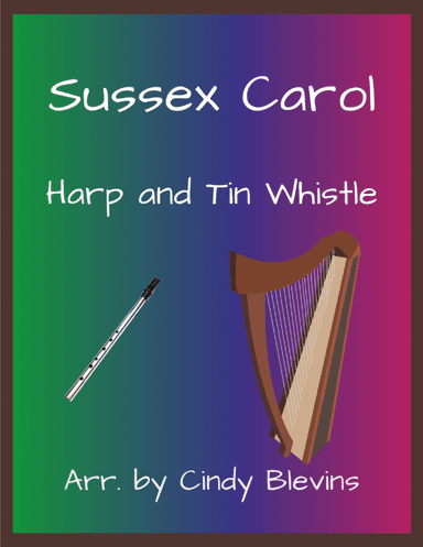 Sussex Carol, Harp and Tin Whistle (D)