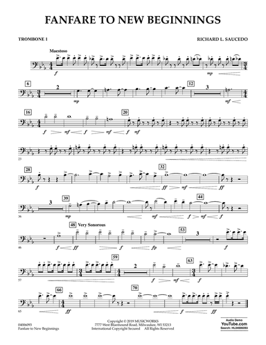 Fanfare for New Beginnings - Trombone 1