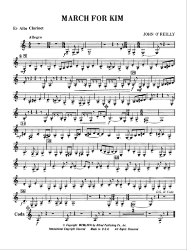 March for Kim: E-flat Alto Clarinet