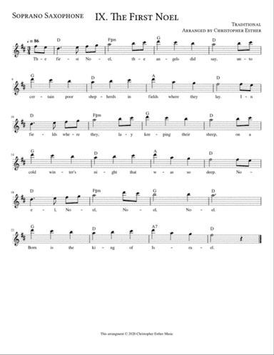 The First Noel for Soprano Saxophone