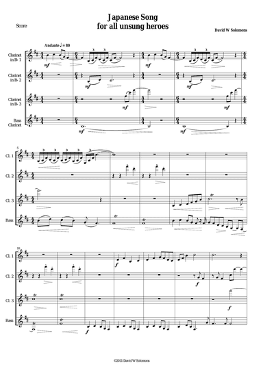 Japanese Song (for unsung heroes) clarinet quartet
