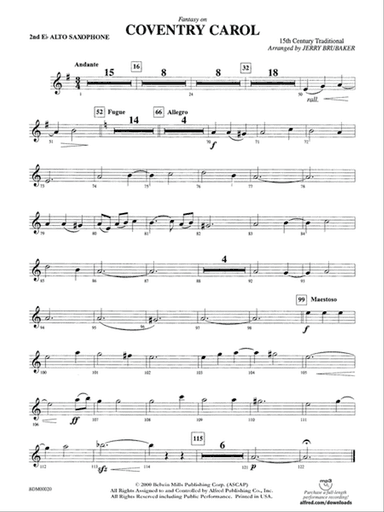 Coventry Carol: 2nd E-flat Alto Saxophone