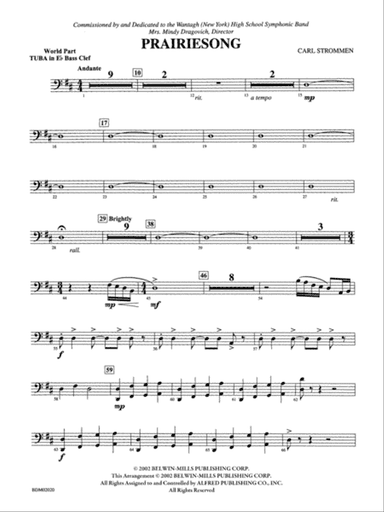 Prairiesong: (wp) E-flat Tuba B.C.