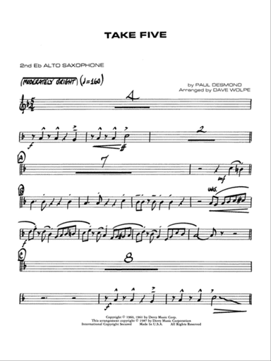 Take Five: 2nd E-flat Alto Saxophone
