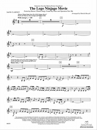 The LEGO® Ninjago® Movie™: Selections from the Motion Picture Soundtrack: 2nd B-flat Clarinet