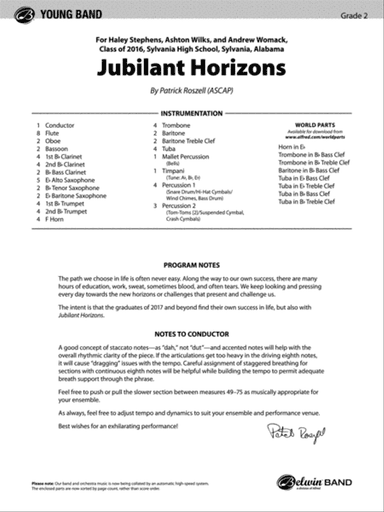 Jubilant Horizons: Score