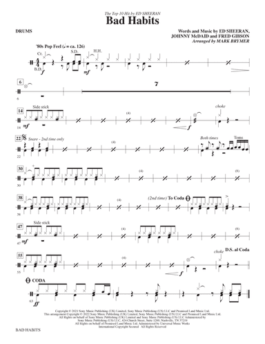 Bad Habits (arr. Mark Brymer) - Drums