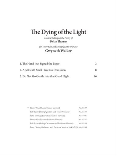 The Dying of the Light : Musical Settings of the Poetry of Dylan Thomas (Downloadable Piano/Vocal Score)