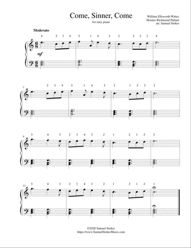 Come, Sinner, Come - for easy piano
