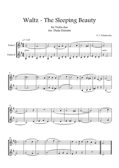 Waltz - The Sleeping Beauty (VIOLIN DUO ) TCHAIKOVSKY - beginner - Disney