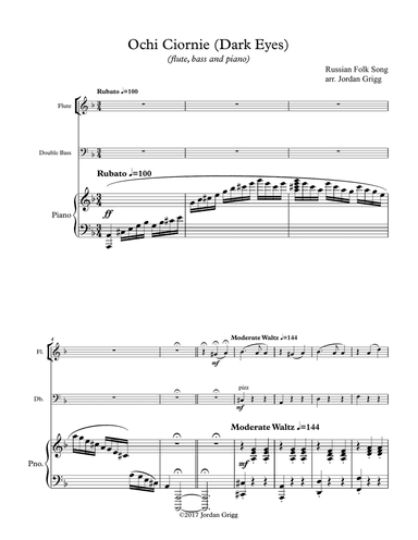 Ochi Ciornie (Dark Eyes) (flute, bass and piano)