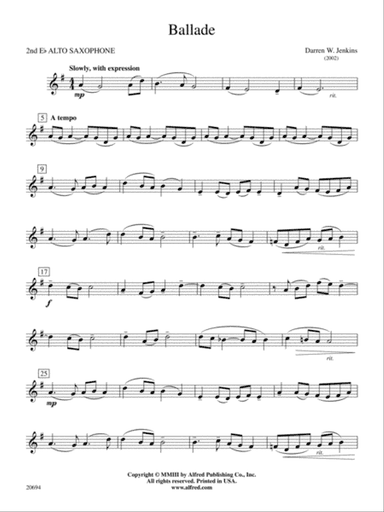 Ballade: 2nd E-flat Alto Saxophone