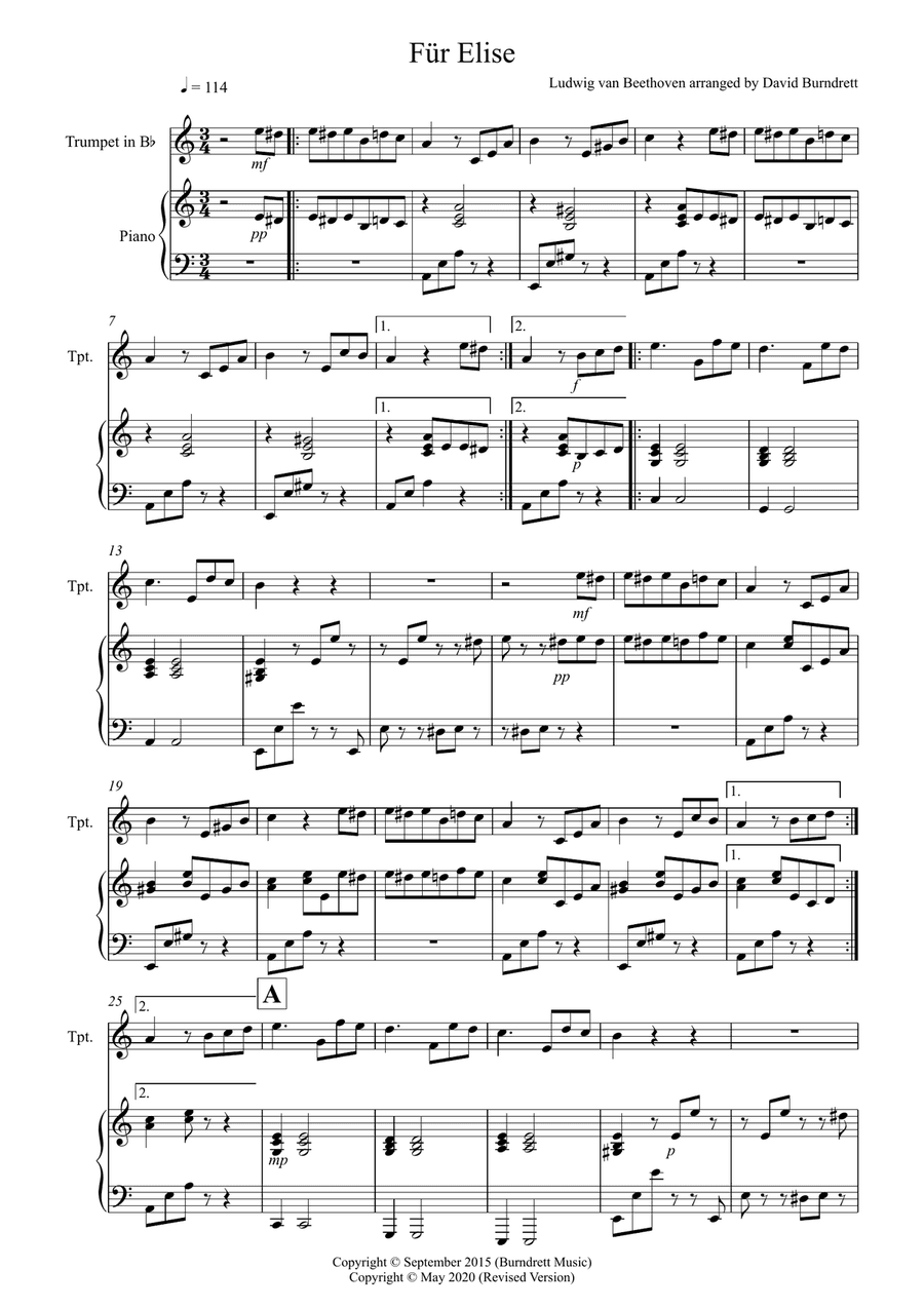 Fur Elise for Trumpet and Piano