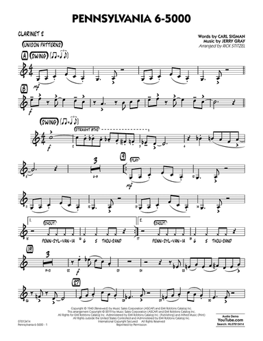 Pennsylvania 6-5000 (arr. Rick Stitzel) - Bb Clarinet 2