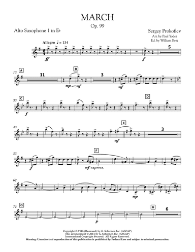March, Op. 99 - Eb Alto Saxophone 1