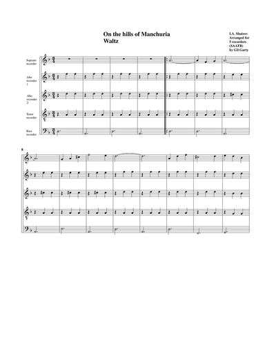 On the Hills of Manchuria (На сопках Маньчжурии) (arrangement for recorders)