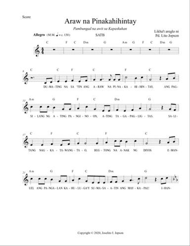 Araw na Pinakahihintay (SATB)