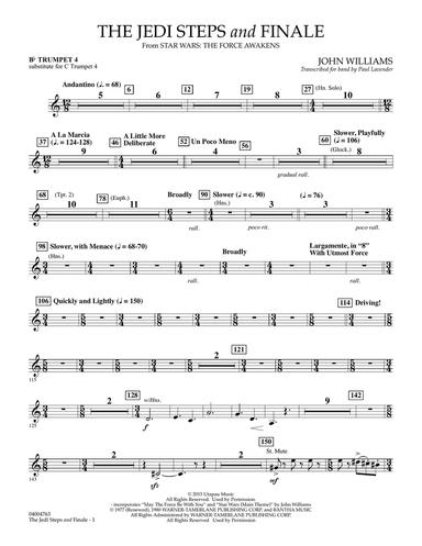 The Jedi Steps and Finale (from Star Wars: The Force Awakens) - Bb Trumpet 4 (sub. C Tpt. 4)