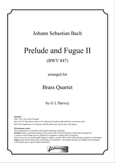 Prelude and Fugue II (BWV 847) for Brass Quartet