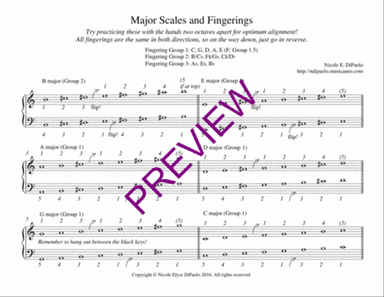 Studio DiPaolo's Major/Minor Scale and Arpeggio Fingering Charts (Arranged by Fingering Group)