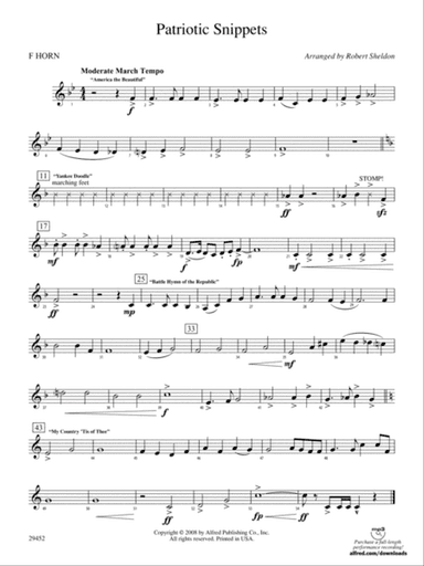 Patriotic Snippets: 1st F Horn
