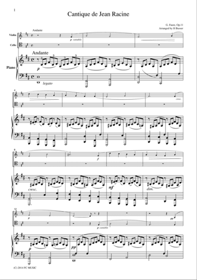 Faure Cantique de Jean Racine, for piano trio, PF002